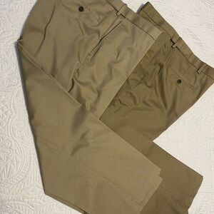 Lot of 2 Haggar Men's Khaki and Brown Chinos. Size 44 X 29.